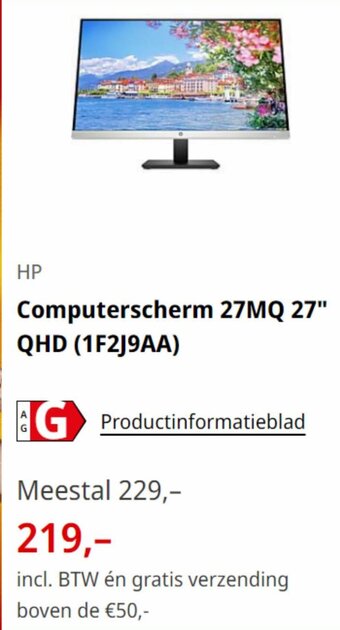 MediaMarkt Computerscherm 27MQ 27" QHD aanbieding