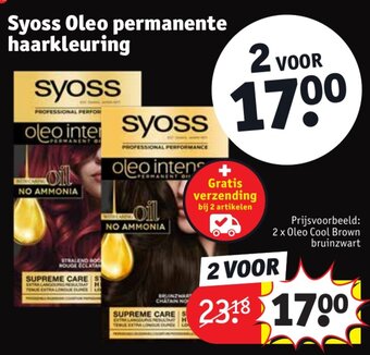 Kruidvat Syoss Oleo permanente haarkleuring 2 x Oleo Cool Brown bruinzwart aanbieding