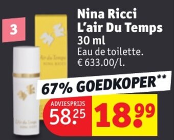 Kruidvat Nina Ricci L'air Du Temps 30 mL aanbieding