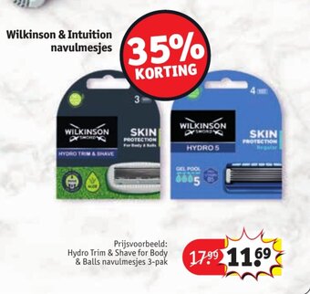 Kruidvat Wilkinson & Intuition navulmesjes Hydro Trim & Shave for Body & Balls navulmesjes 3-paHYDRO 5 aanbieding