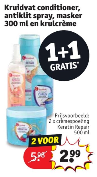 Kruidvat Conditioner, antiklit spray, masker 300 ml en krulcrème aanbieding