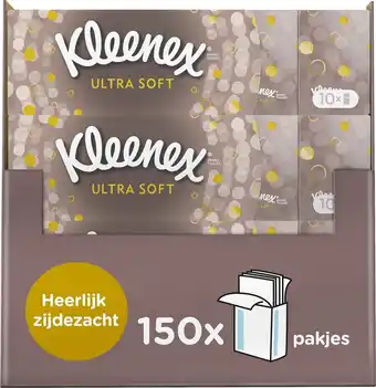 Bol.com Kleenex zakdoekjes - ultra soft - voordeelbox - 10 pakjes x 15 stuks - 150 zakdoekjes aanbieding