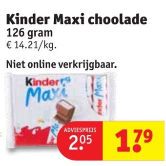 Kruidvat Kinder Maxi choolade 126 gram aanbieding