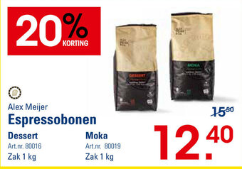 Sligro-M Alex Meijer Espressobonen Dessert , Moka 1kg aanbieding