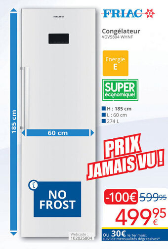 FRIAC Congélateur VDV5804 WHNF