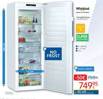 Eldi Whirlpool Congélateur WVA35632NFW2 aanbieding