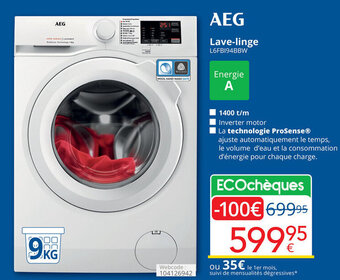 Eldi AEG Lave-linge L6FB194BBW aanbieding