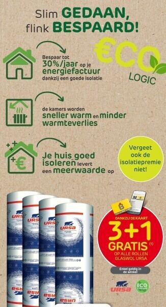Brico Op alle rollen glaswol ursa aanbieding