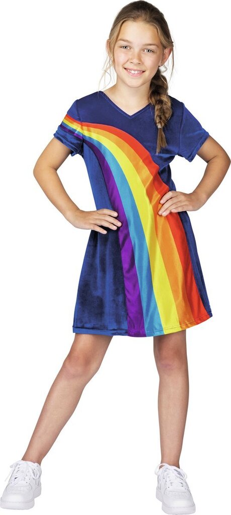 Bol.com K3 verkleedkleding - regenboogjurkje blauw 3/5 jaar - maat 116 aanbieding