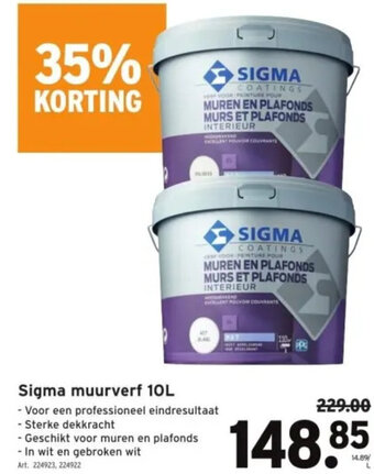 GAMMA Sigma muurverf 10L aanbieding