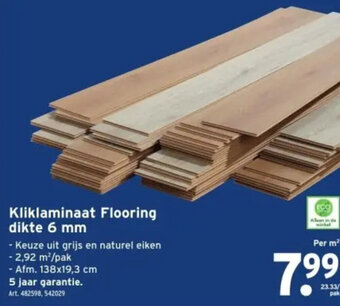 GAMMA Kliklaminaat Flooring dikte 6 mm Per m² aanbieding