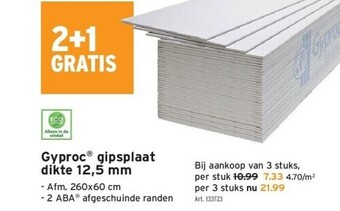 GAMMA Gyproc gipsplaat dikte 12,5 mm aanbieding