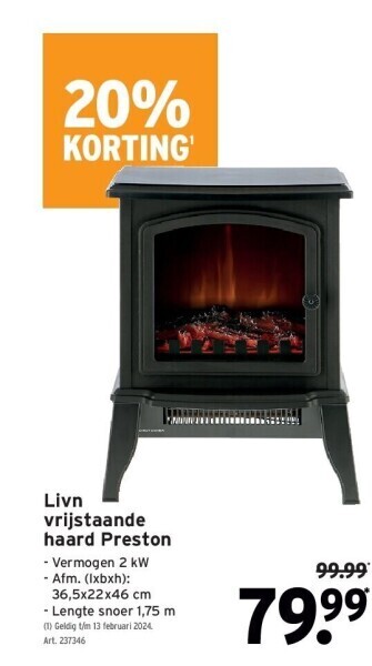 GAMMA Livn vrijstaande haard preston aanbieding