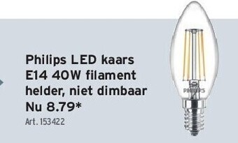 GAMMA Philips led kaars e14 40w fi lament helder, niet dimbaar aanbieding