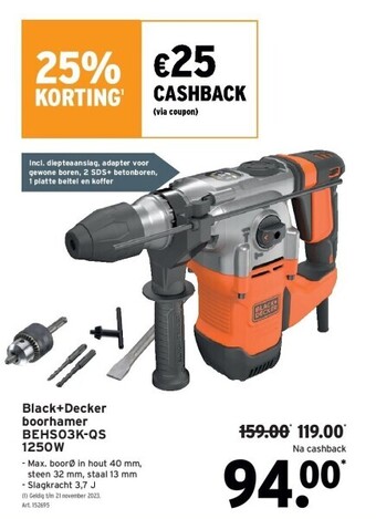 Black+decker boorhamer behs03k-qs 1250w