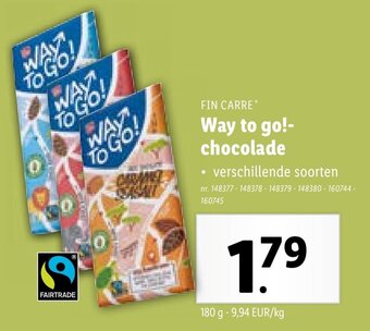 Lidl Way to go! chocolade 180 Way to go!-chocolade aanbieding