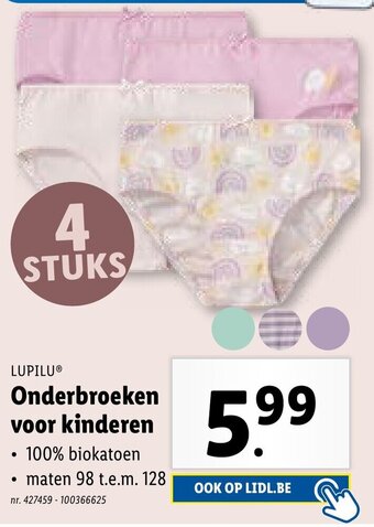 Lidl Onderbroeken voor kinderen 100% biokatoen aanbieding