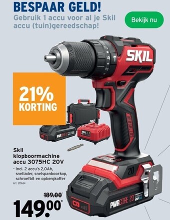 GAMMA Skil klopboormachine accu 3075hc 20v aanbieding