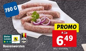 Lidl Boerenworsten 780 g aanbieding