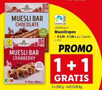 Lidl Mueslirepen 2 x 200 g aanbieding