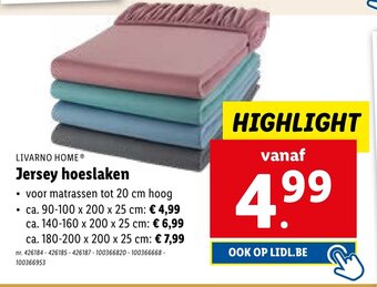 Jersey hoeslaken 90-100 x 200 x 25 cm