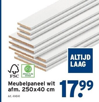 GAMMA Meubelpaneel wit afm. 250x40 cm aanbieding