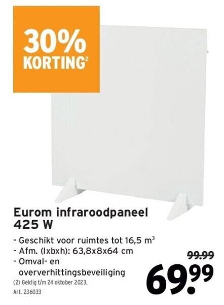 GAMMA Eurom infraroodpaneel 425 w aanbieding
