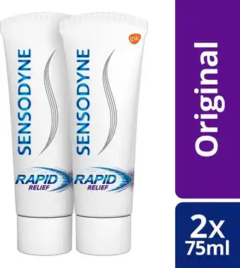 Bol.com Sensodyne rapid relief tandpasta voor gevoelige tanden - voordeelverpakking - 2x75ml aanbieding