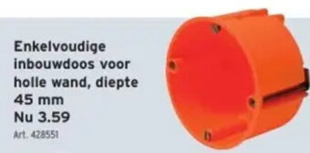 GAMMA Enkelvoudige inbouwdoos voor holle wand, diepte 45 mm aanbieding