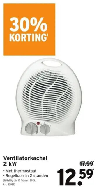 GAMMA Ventilatorkachel 2 kW aanbieding