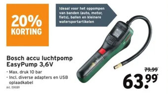 GAMMA Bosch accu luchtpomp EasyPump 3,6V aanbieding