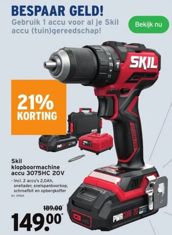 GAMMA Skil klopboormachine accu 3075HC 20V aanbieding