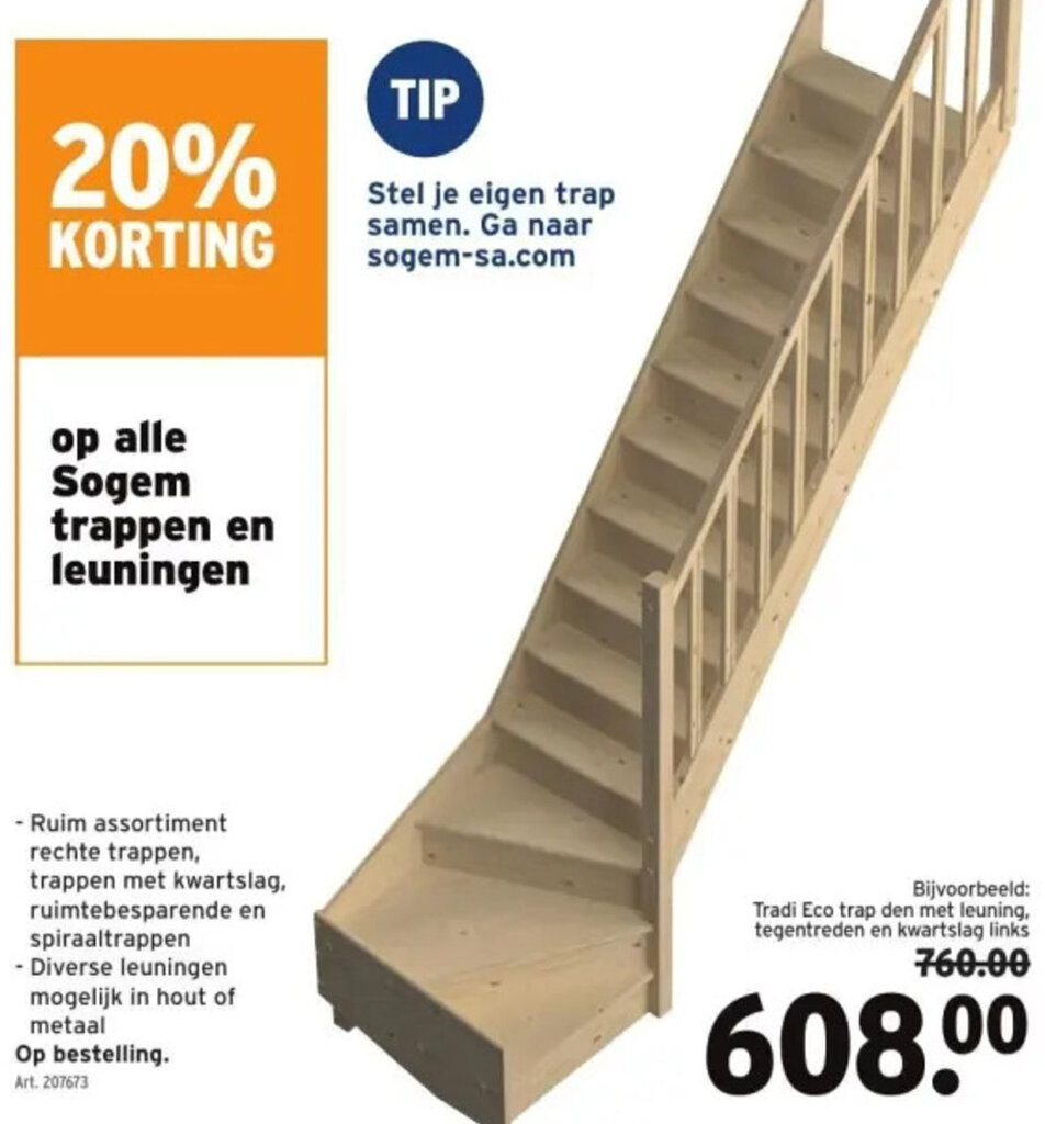 GAMMA Tradi Eco trap den met leuning, tegentreden en kwartslag links aanbieding