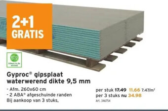GAMMA Gyproc gipsplaat waterwerend dikte 9,5 mm per stuk aanbieding
