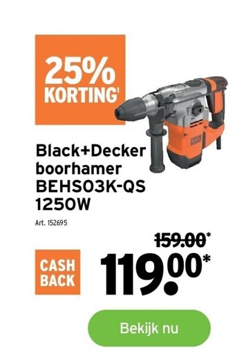 GAMMA Black+decker boorhamer behs03k-qs 1250w aanbieding