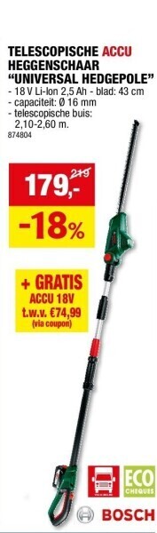 Hubo Telescopische accu heggenschaar “universal hedgepole” aanbieding