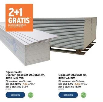 GAMMA Gyproc gipsplaat 260x60 cm, dikte 12,5 mm aanbieding