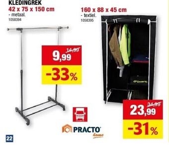 Kledingrek 42 x 75 x 150 cm