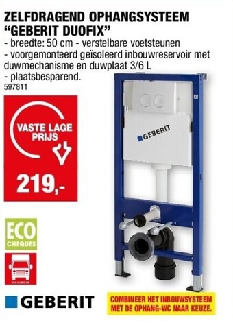 Zelfdragend ophangsysteem “geberit duofix”