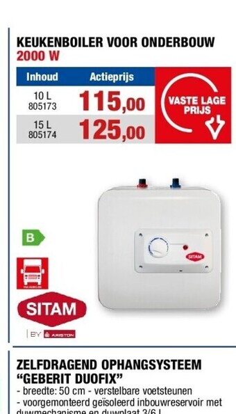 Hubo Keukenboiler voor onderbouw 2000 w aanbieding