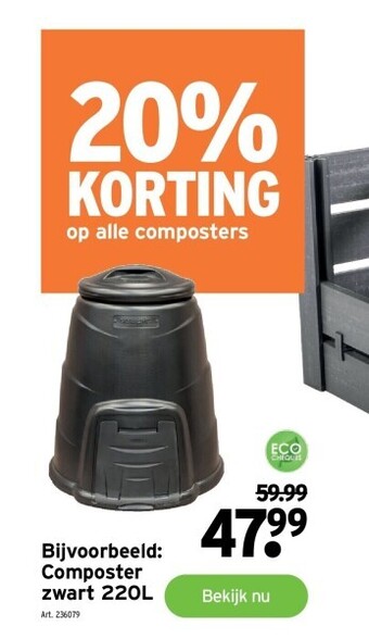 GAMMA Composter zwart 220l aanbieding