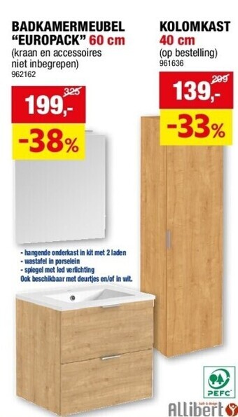 Hubo Badkamermeubel “europack” 60 cm aanbieding