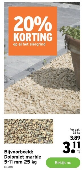GAMMA Dolomiet marble 5-11 mm 25 kg aanbieding