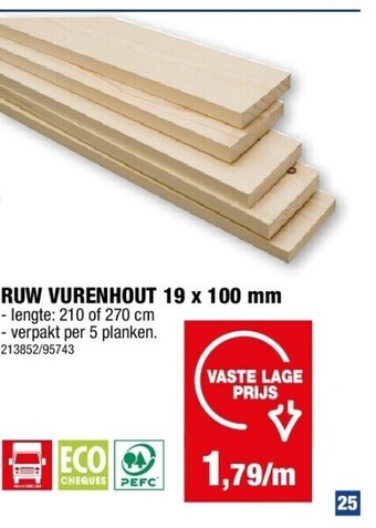 Hubo Ruw vurenhout 19 x 100 mm aanbieding