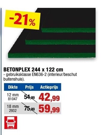 Hubo Betonplex 244 x 122 cm aanbieding