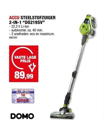 Hubo Accu steelstofzuiger 2-in-1 “do219sv” aanbieding