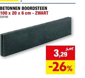 Hubo Betonnen boordsteen 100 x 20 x 6 cm - zwart aanbieding