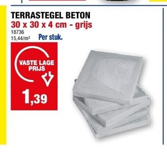 Hubo Terrastegel beton 30 x 30 x 4 cm - grijs aanbieding