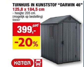 Hubo Tuinhuis in kunststof “darwin 46” 125,8 x 184,5 cm aanbieding
