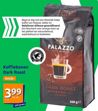 Action Palazzo Koffiebonen dark roast 500 gram aanbieding
